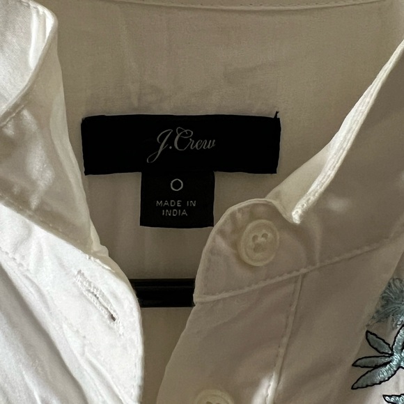 J Crew Madison Embellished Embroidered Cotton Poplin Midi Dress, White, Size 0 - Picture 6 of 7